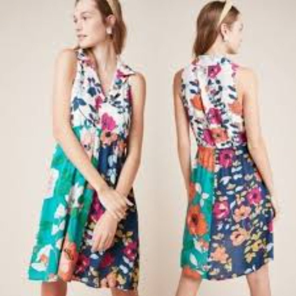 ✅ NWT ANTHROPOLOGIE Dinah Collared Halter Tunic Dress SIZE 0